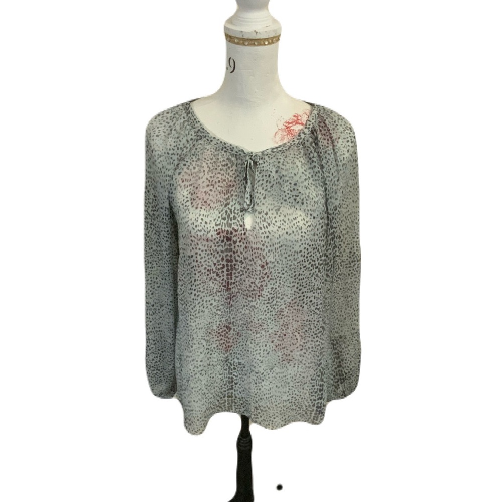 By Together Gray and Red Patterned Blouse